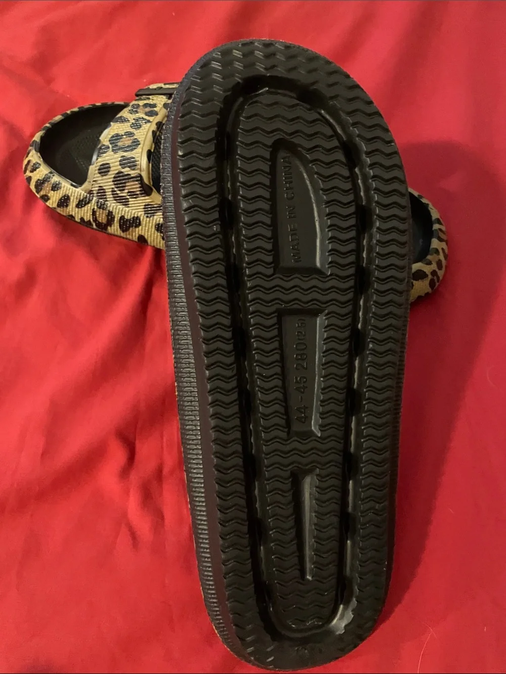 Leopard Print Double-Buckle Slide Sandals for Women in Tan and Black NWOT